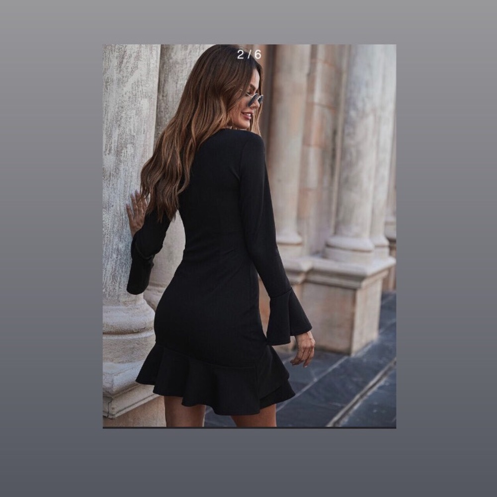 Black Ruffle Hem Dress - Picture 2 of 3